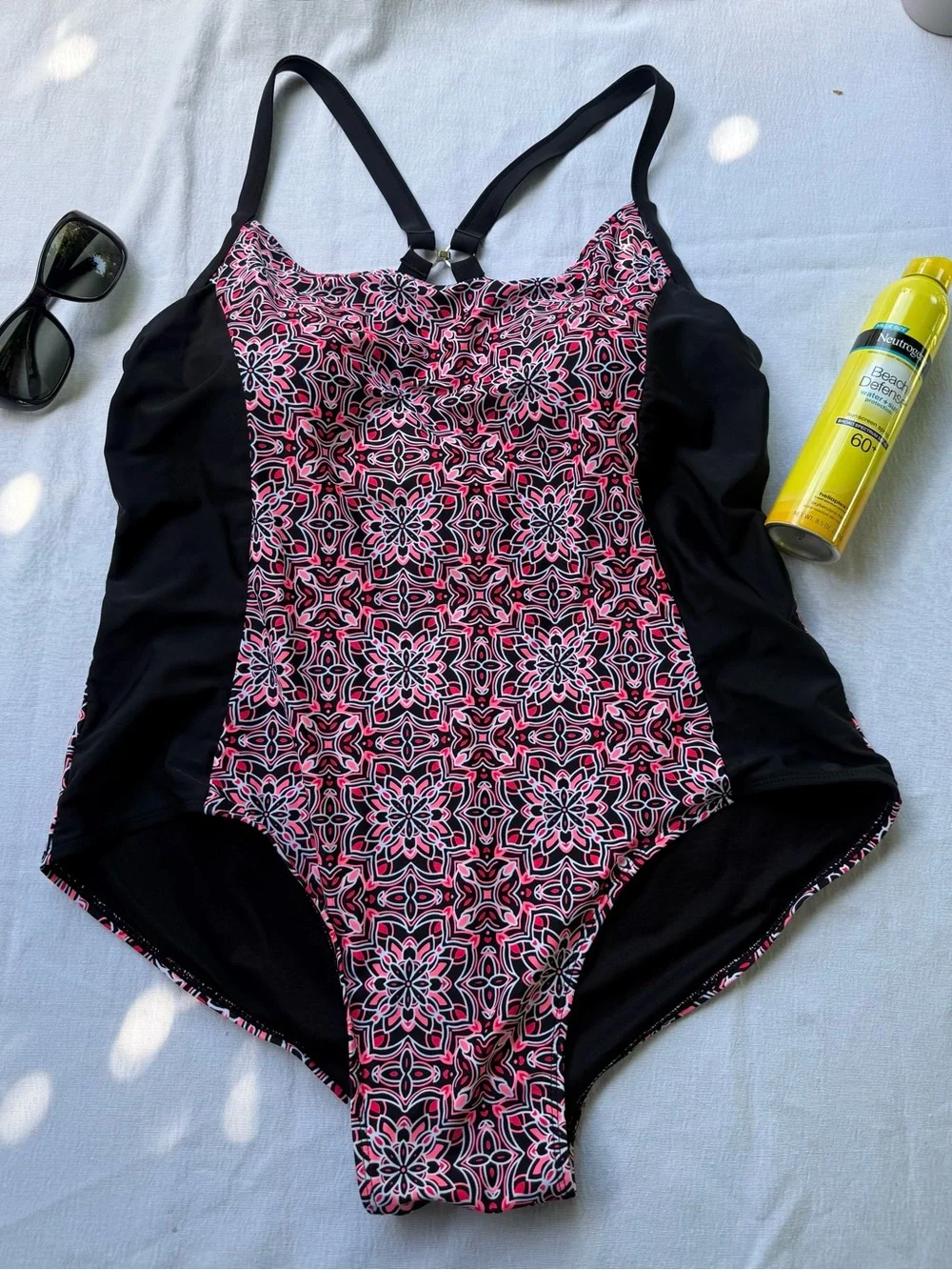 Plus Size 3X Catalina Hot Pink and Black Patterned One-Piece Supportive Swimsuit